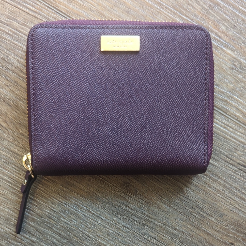 Kate Spade Plum Wallet with Gold Accents